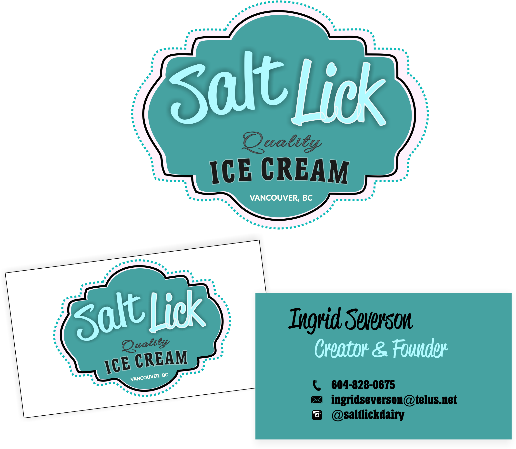 Salt Lick Ice Cream - Ice Cream Logo Card Clipart (2486x2095), Png Download
