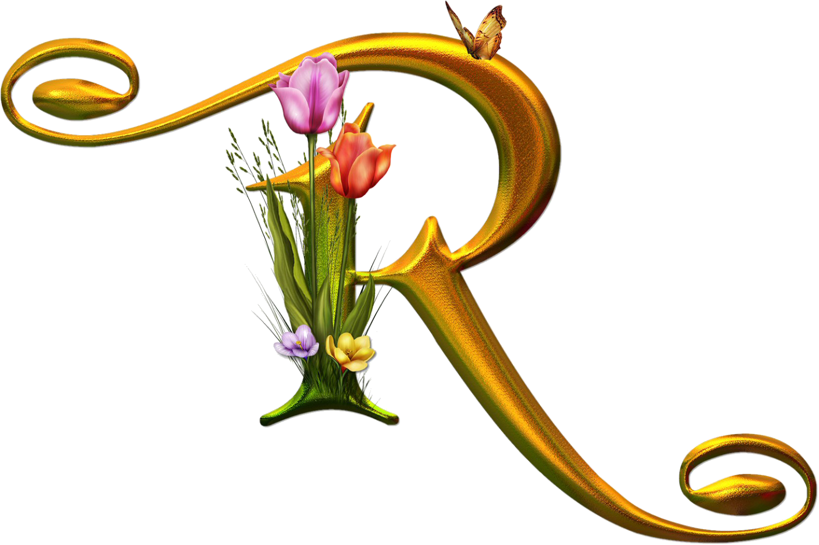 Bello Alfabeto Con Flores Y Mariposas - Letter Design Az Png Clipart (1600x1065), Png Download