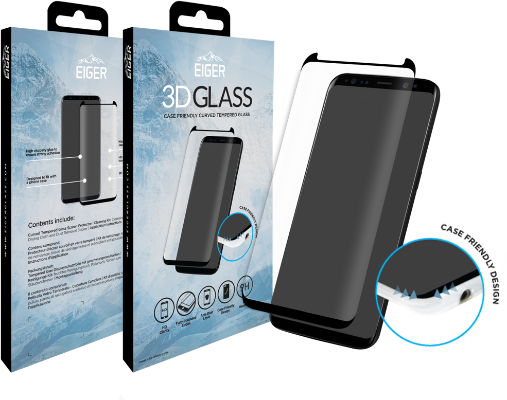Eiger 3d Glass Screen Protector - Samsung S8 3d Glass Clipart (985x778), Png Download