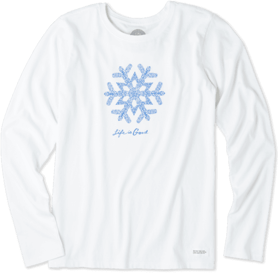 Women's Primal Snowflake Long Sleeve Crusher - Long-sleeved T-shirt Clipart (563x554), Png Download