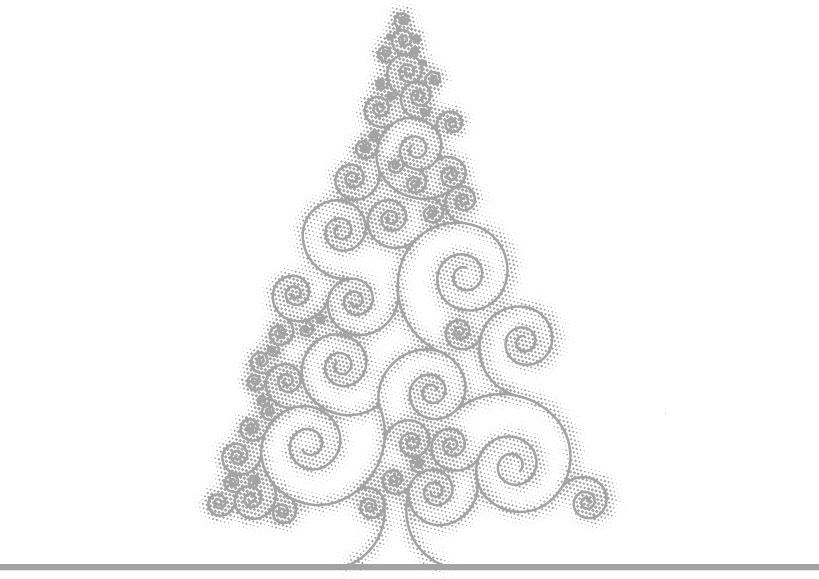 Drawing Grey Painted Sketch Pattern - Sketch Of Christmas Tree Design Clipart (819x579), Png Download