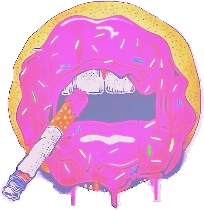 #smoke #mouth #donut #rosquinha #kawaii #fofo #lindo - Tattoo Design Donuts Clipart (684x704), Png Download