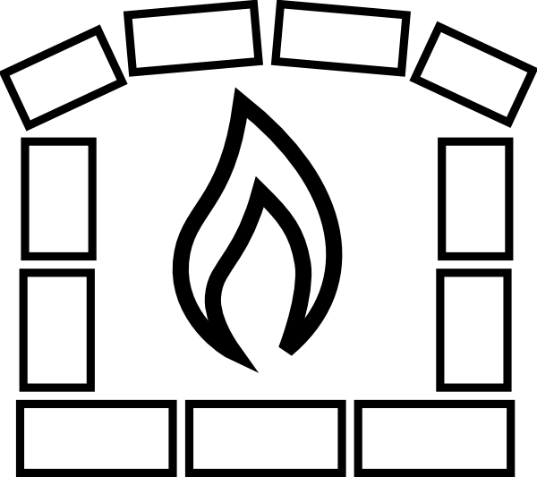 Fireplace Clipart Brick Fireplace - Chimney Clipart Black And White - Png Download (600x533), Png Download
