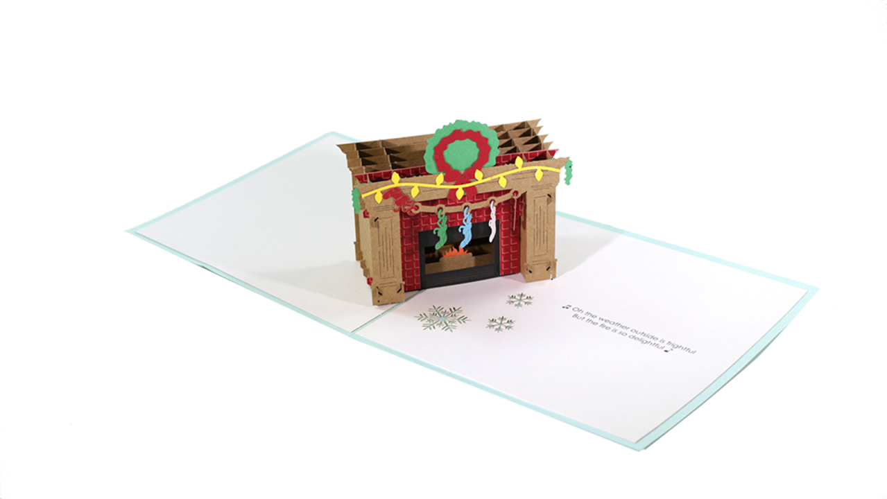 Christmas Fireplace Pop Up Card - House Clipart (1279x720), Png Download