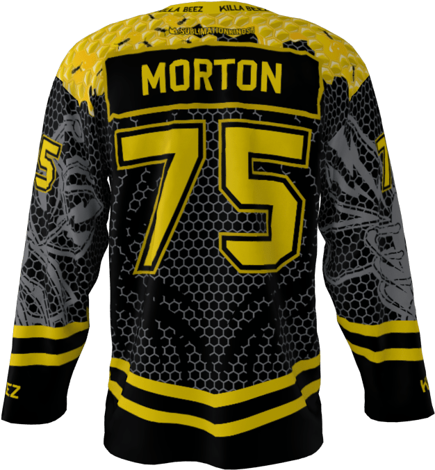 Killer Bees Black Custom Hockey Jersey - Sweater Clipart (626x676), Png Download