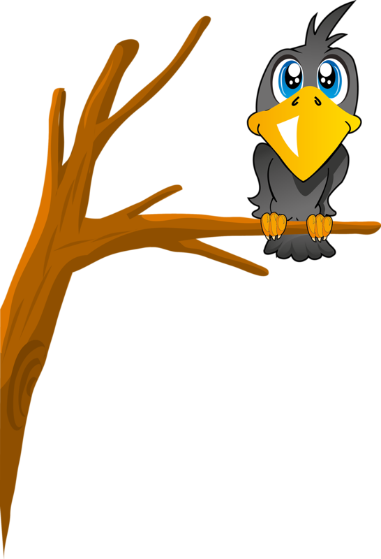 Bird Clip Art Crow Transprent Png Free - Crow On Tree Cartoon Transparent Png (546x800), Png Download