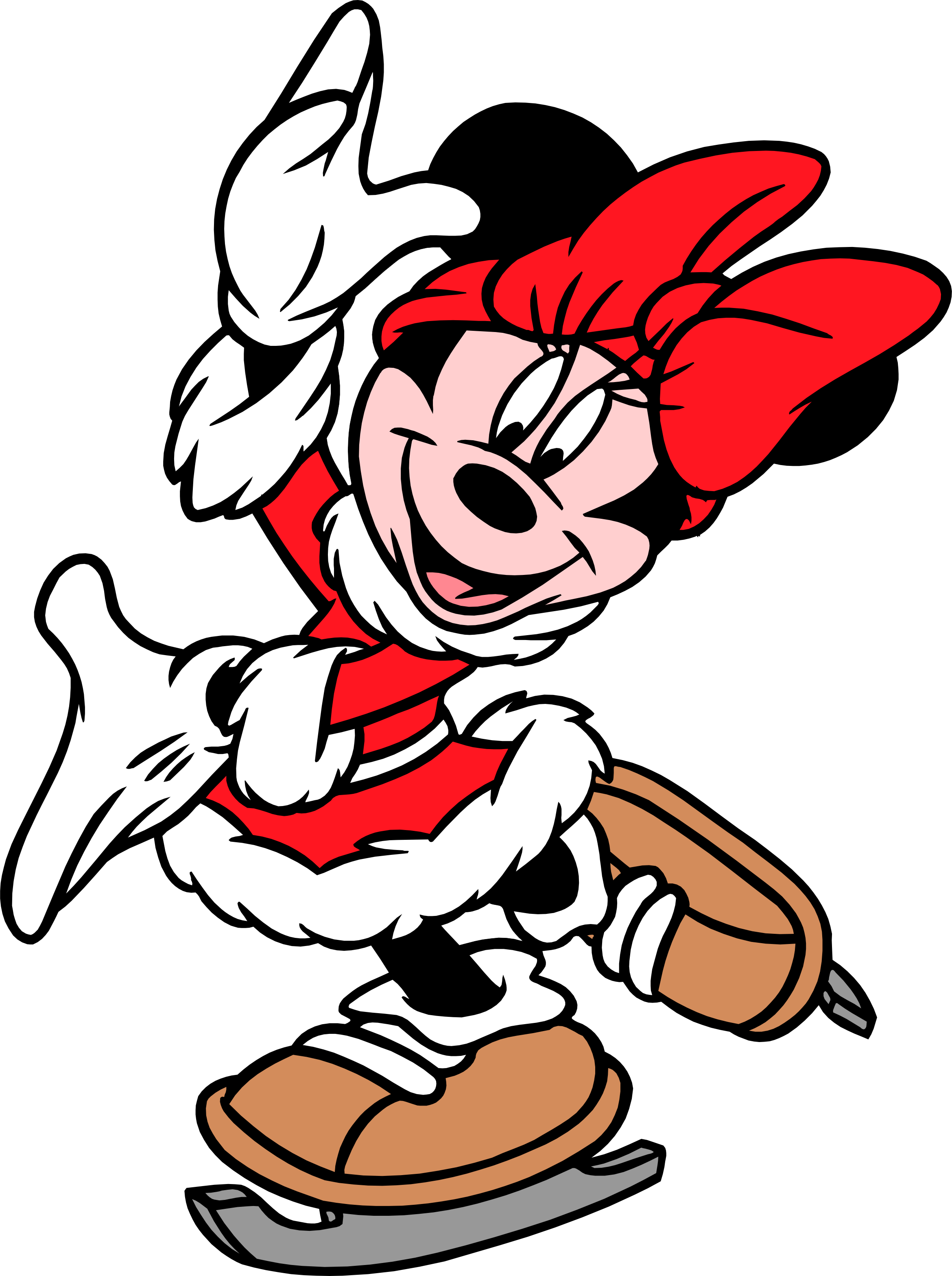 Minnie Mouse, Mickey Mouse, Drawing, Fictional Character, - Minnie Mouse Christmas Skating Clipart (2340x3136), Png Download