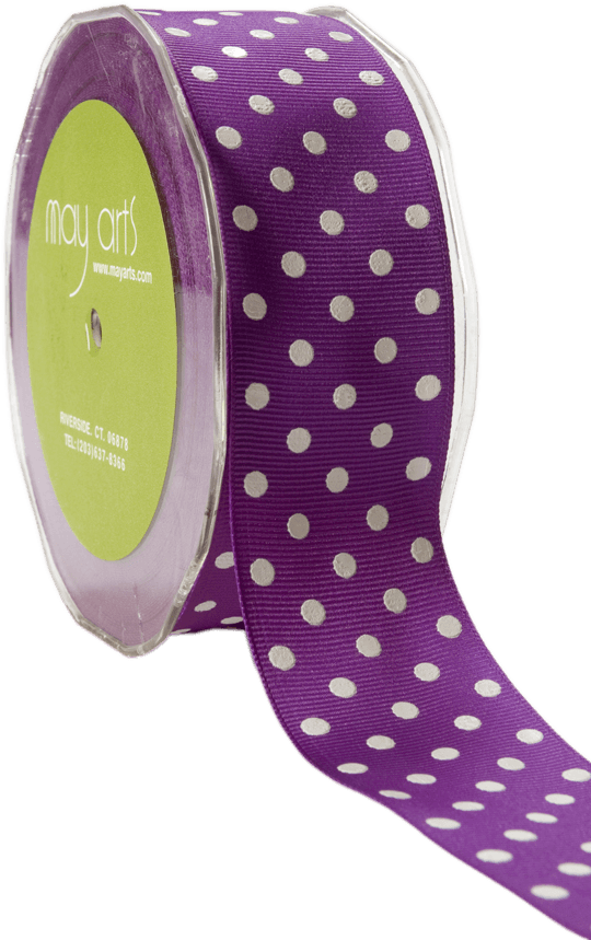 Purple With White Dots Ribbon - Ribbon Clipart (601x903), Png Download