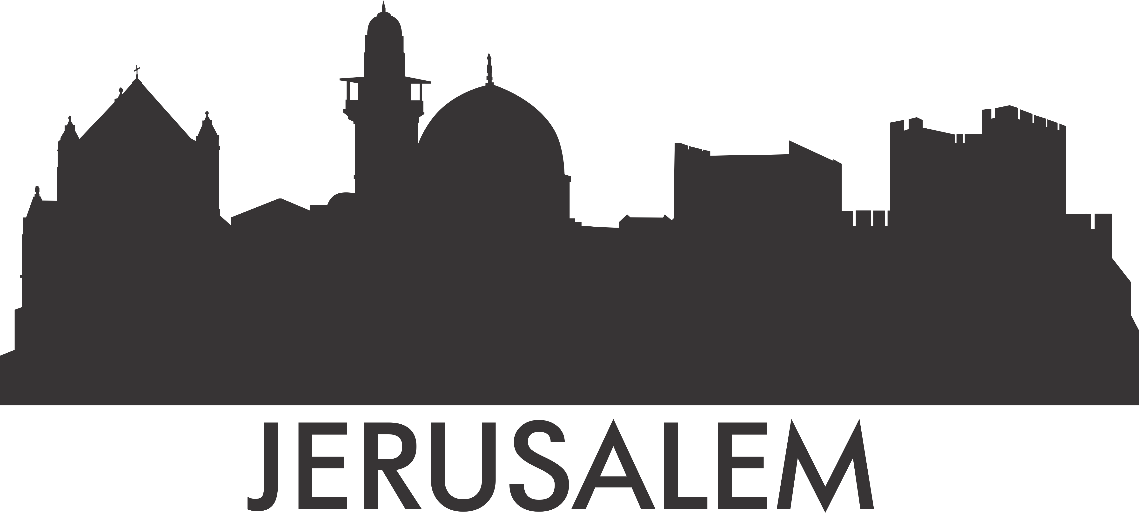 Israel Vector Skyline - Skyline Jerusalem Clipart (4726x2130), Png Download