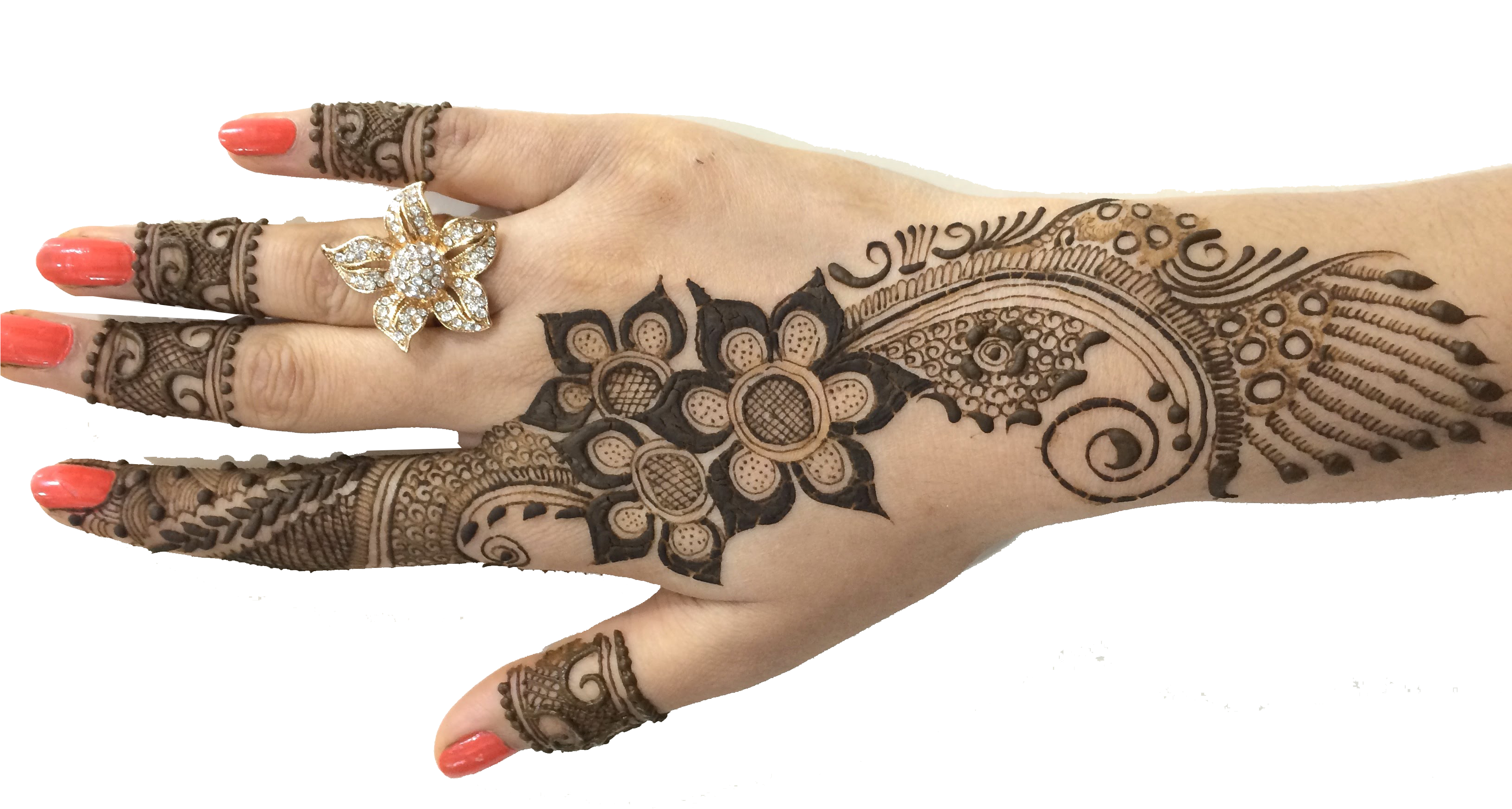 Arabic Dulhan Mehndi Design , Png Download - Eid Mehndi Design For Girls Clipart (3265x1748), Png Download