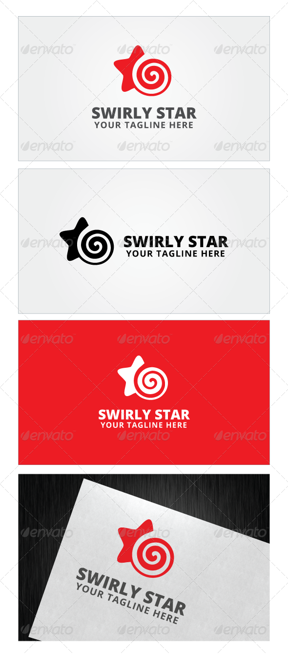Swirly Star Logo Templatere Sizable Vector Eps And - Logo Template Photoshop Cars Clipart (590x1339), Png Download