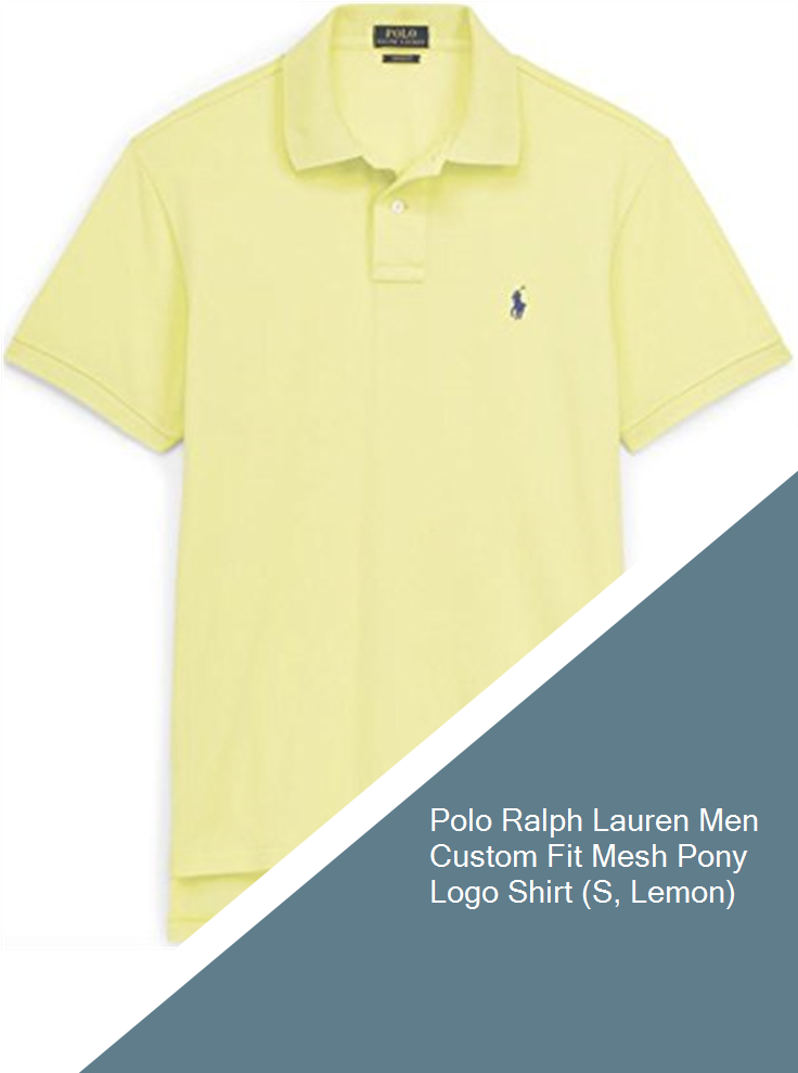 Polo Ralph Lauren Men Custom Fit Mesh Pony Logo Shirt - Polo Shirt Clipart (735x1100), Png Download