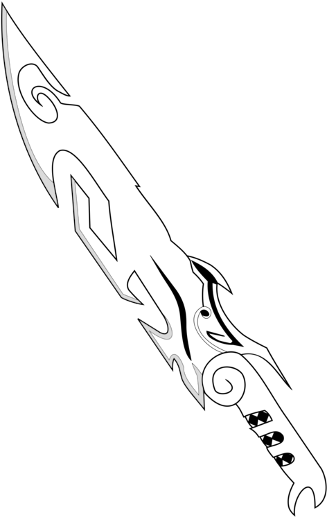 Sword Drawing Line Art Samurai Weapon - Sketch Clipart (472x746), Png Download