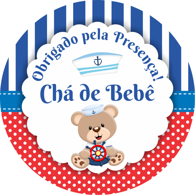 Adesivo De Bebê Ursinho Marinheiro Azul Redondo Persona - Baby Yoke Frock Cutting Clipart (626x626), Png Download