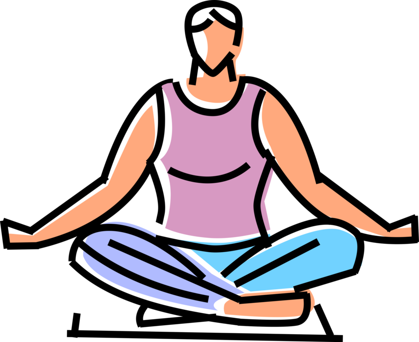 Vector Illustration Of Meditation And Its Symbiotic - Sitting Clipart (857x700), Png Download