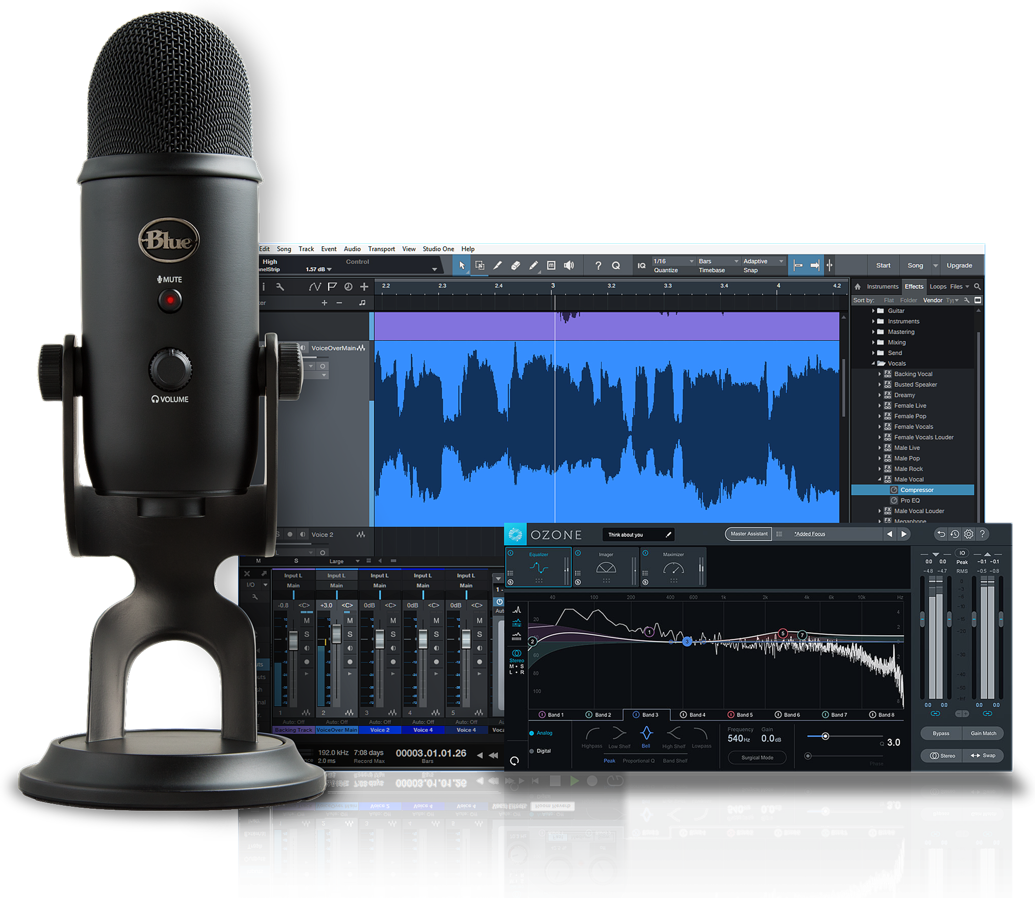 Blue Microphones Yeti Blackout Studio Usb Microphone - Blue Yeti Studio Blackout Clipart (2018x1750), Png Download