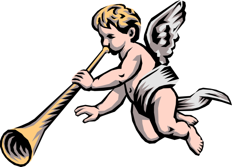 Angelic Trumpet Png - Baby Angel With Trumpet Clipart - Large Size Png Im.....