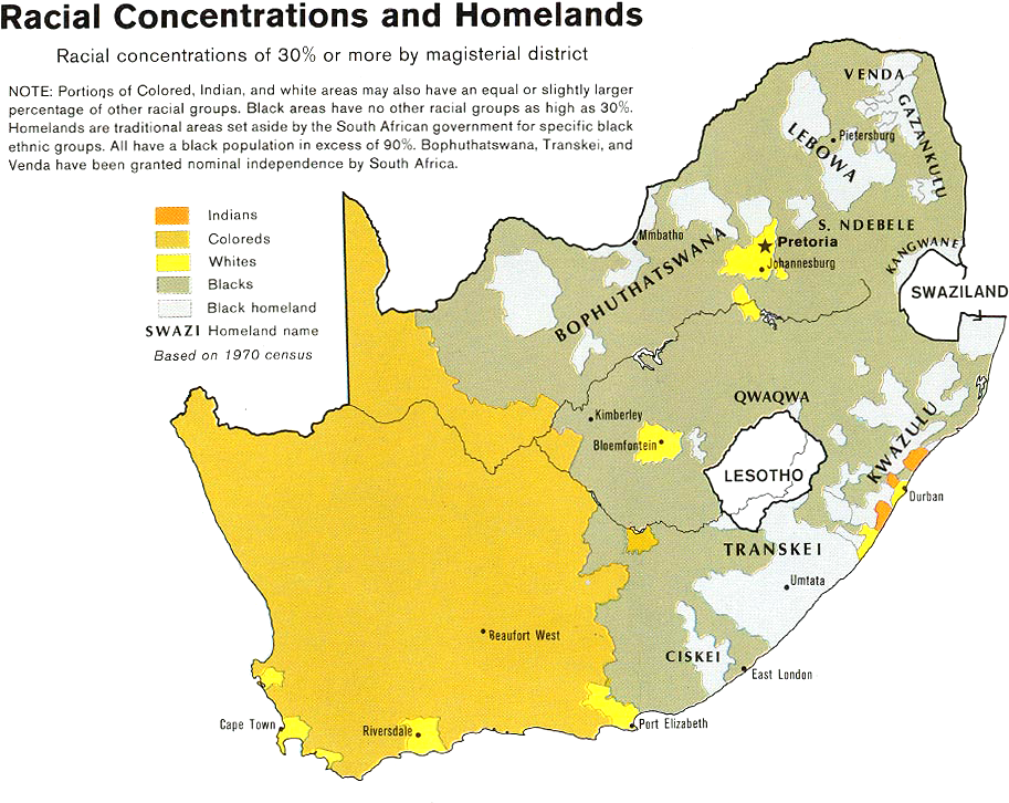 South Africa Racial Demographics Map 1979 - Demographic Map Of South Africa Clipart (940x735), Png Download