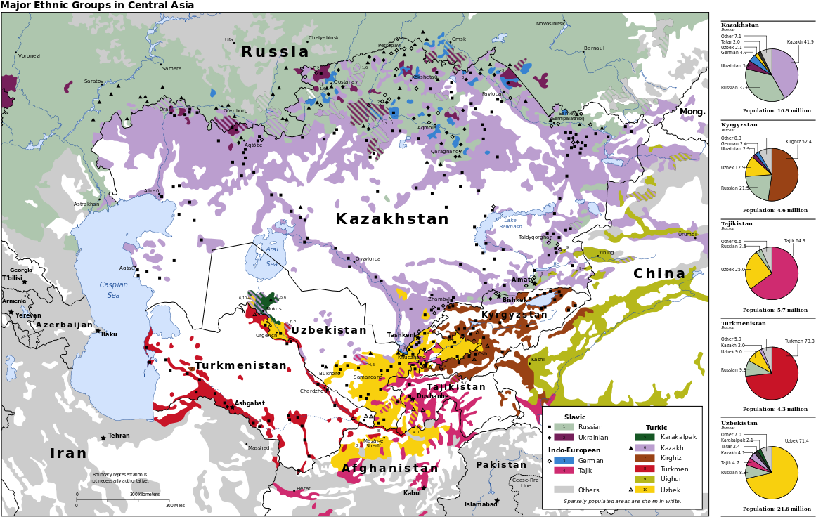 Central Asia Population Map Clipart (1200x755), Png Download