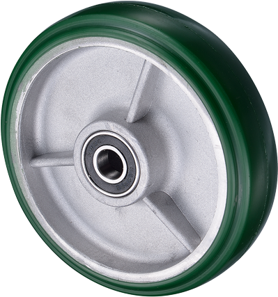 150mm Pu Heavy Duty Castor Wheel With Iron Bar Side - Plastic Clipart (550x600), Png Download