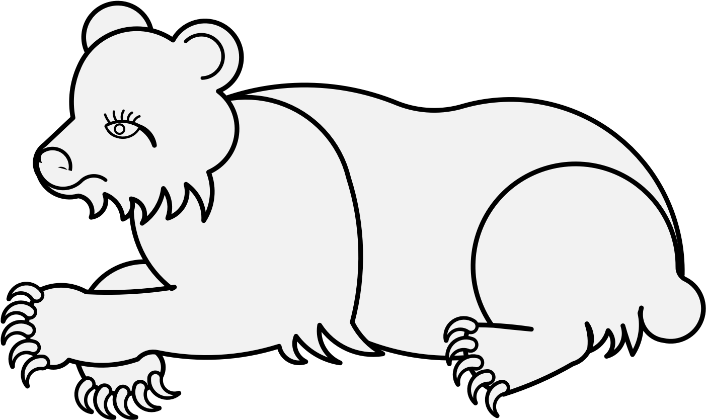 Bear Couchant - Cartoon Clipart (1419x843), Png Download