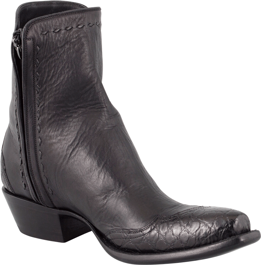 Stallion Men's Zorro Black Gator Ankle Boots - Boot Clipart (870x1280), Png Download