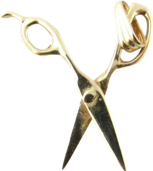 Vintage 14 Karat Yellow Gold Articulated Gold Scissors - Scissors Clipart (592x592), Png Download