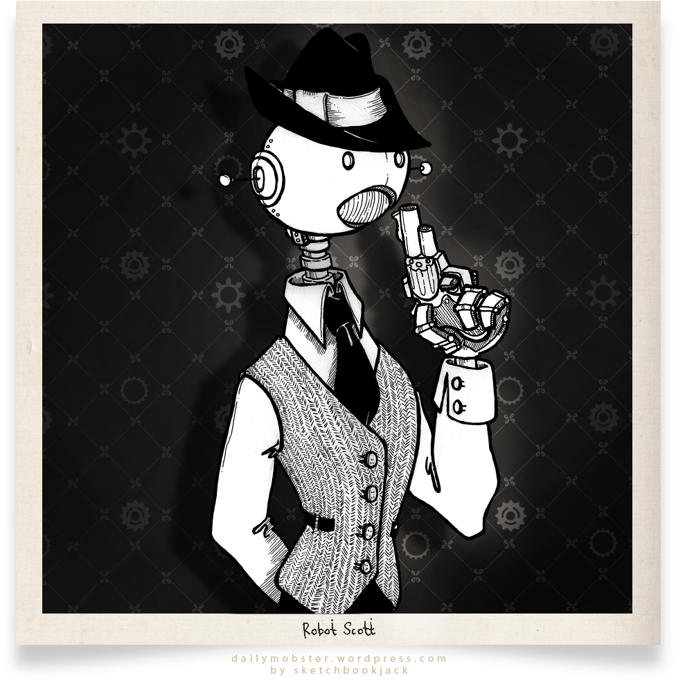 Lonely Drawing Gangster - Robot Mobster Clipart (1000x1000), Png Download