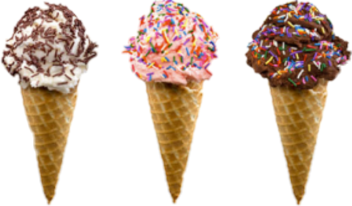 Ice Cream In Cones Clipart (688x404), Png Download