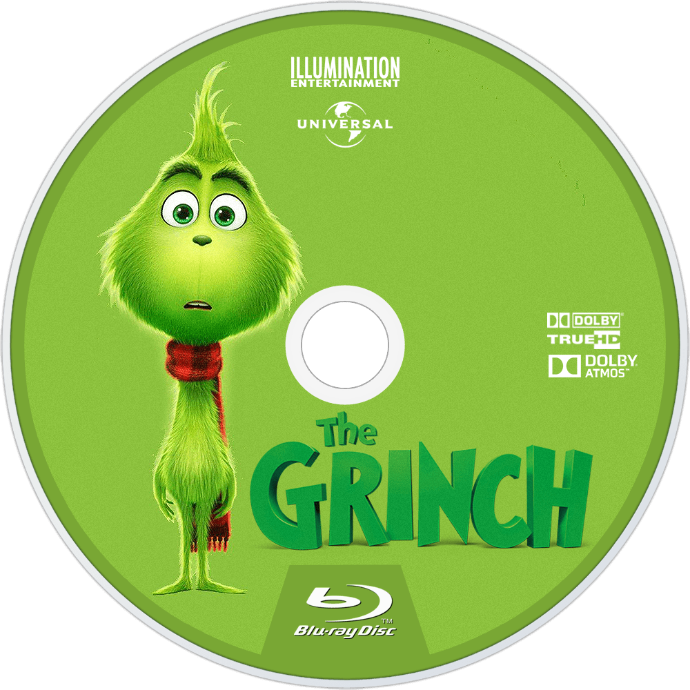 The Grinch Bluray Disc Image - El Grinch 2018 Dvd Clipart (1000x1000), Png Download