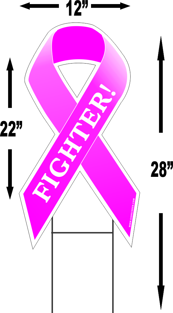 Breast Cancer Fighter Large 22"x 12" Outdoor Ribbon Clipart (555x1000), Png Download