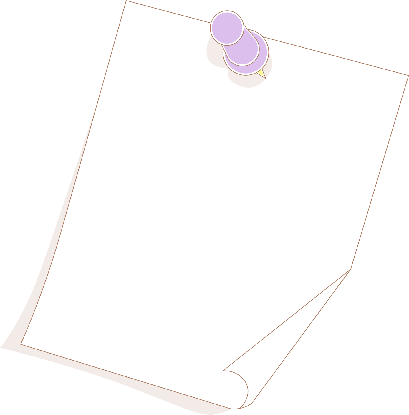 Rectangle White Purple Pushpin - Paper Clipart (1389x1411), Png Download