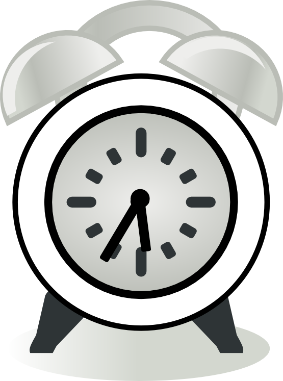 Clock Clipart Black And White - Alarm Clock Clip Art - Png Download (555x747), Png Download