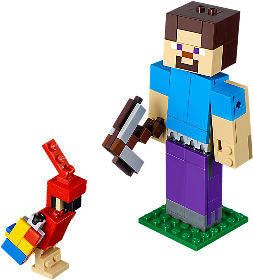 Minecraft™ Steve Bigfig With Parrot - Lego Minecraft 2019 Clipart (800x600), Png Download