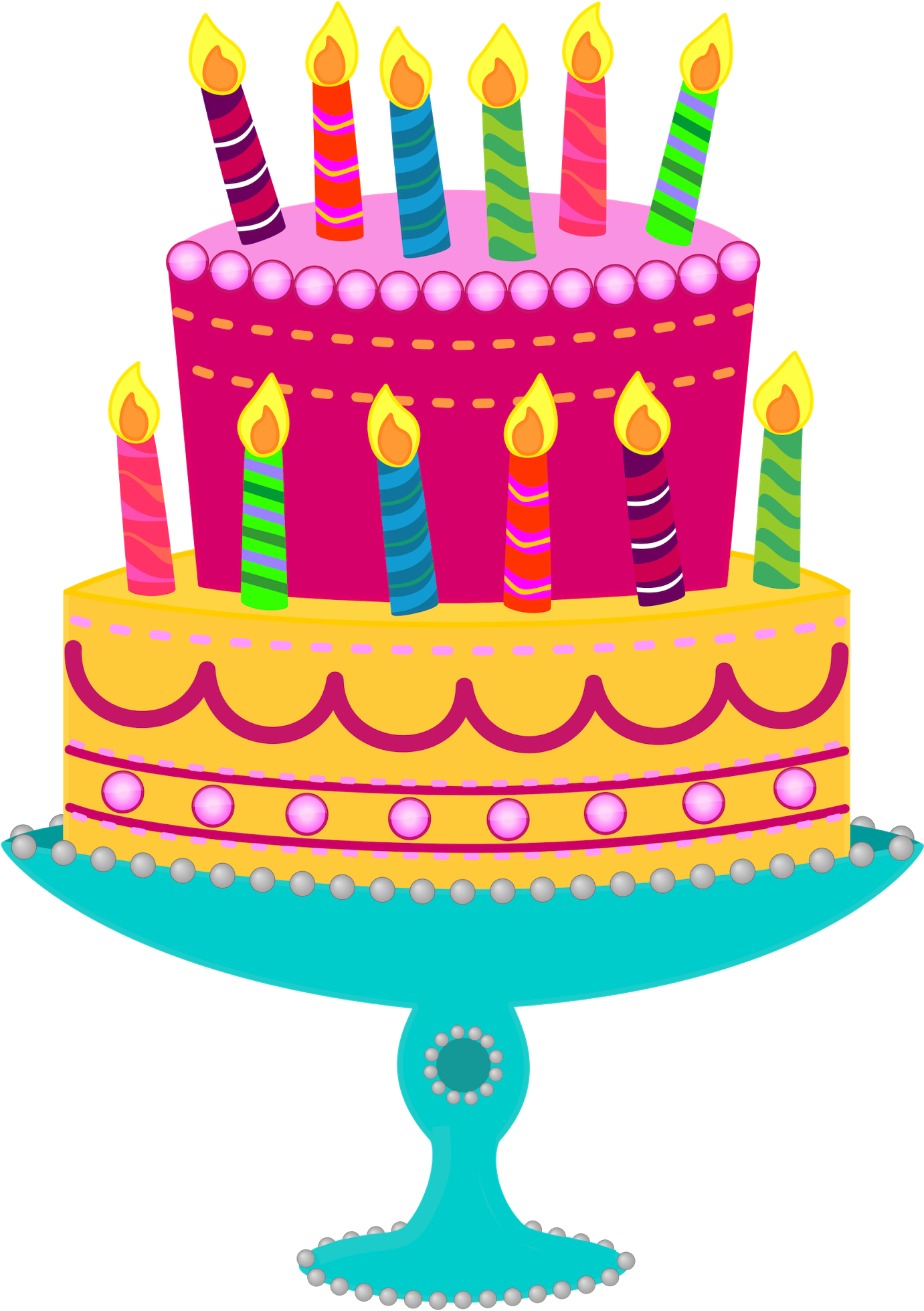 Birthday Cake Clip Art Remarkable Happy Clipart Black - Tiered Birthday Cake Clipart - Png Download (1448x2048), Png Download