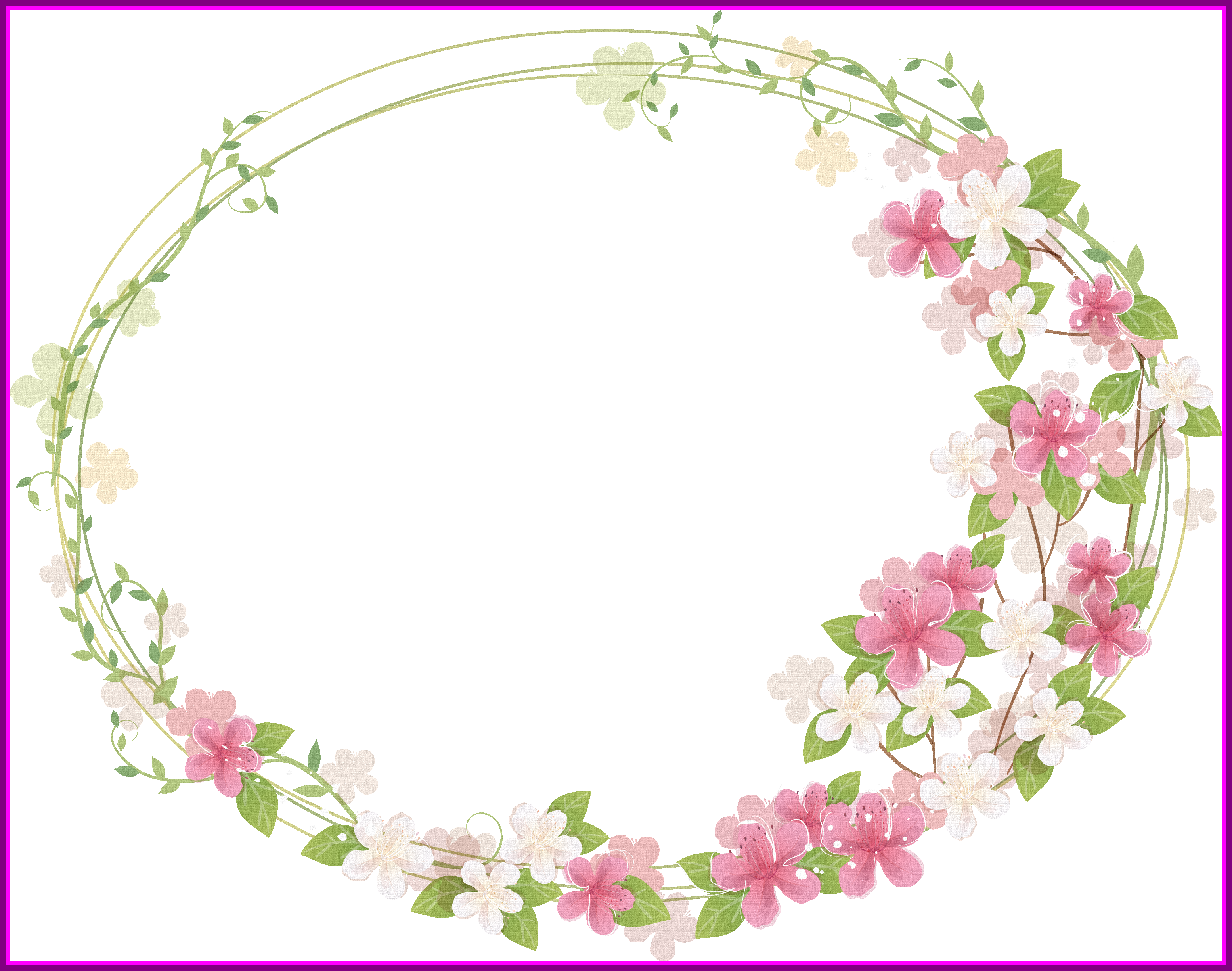 Flower Crown Png Transparent Svg Free Stock - Transparent Floral Frame Png Clipart (3108x2449), Png Download