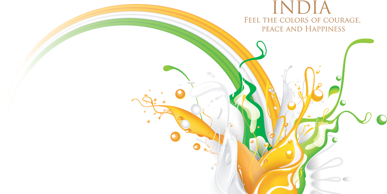 Splashy Indian Flag Png Vector Images Free Downloads - Graphic Design Clipart (1600x813), Png Download