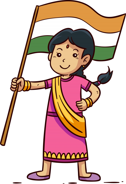 Girl Hanging Indian Flag Png Clipart (480x700), Png Download