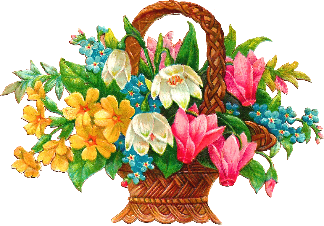Antique Images Free Basket Clip Art Wicket Ⓒ - Flower Basket Clip Art - Png Download (1353x971), Png Download