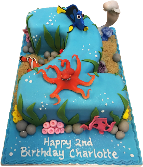 Finding Dory Birthday Cake Qwdq Finding Dory Number - Finding Dory Number Cake Clipart (720x720), Png Download