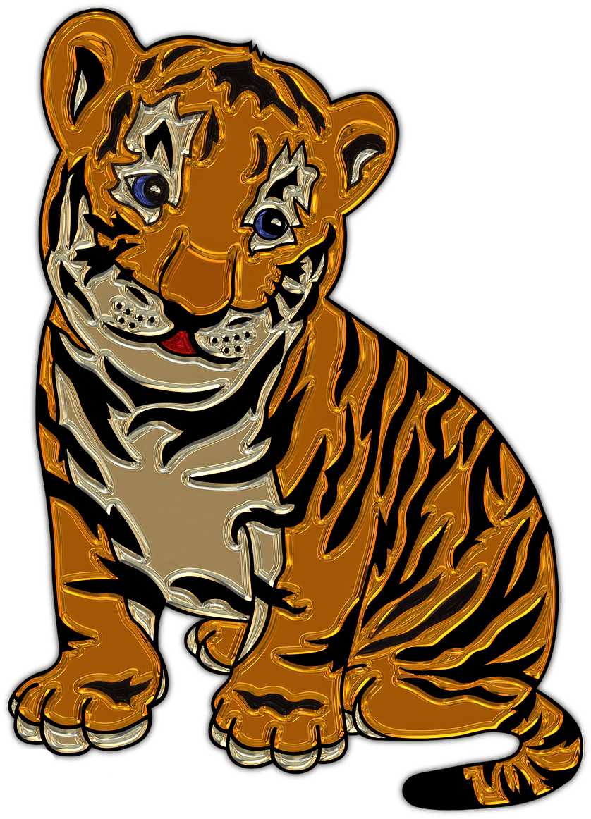 Lion Cub Sitting Plastic Art - Tiger Baby Coloring Page Clipart (930x1280), Png Download