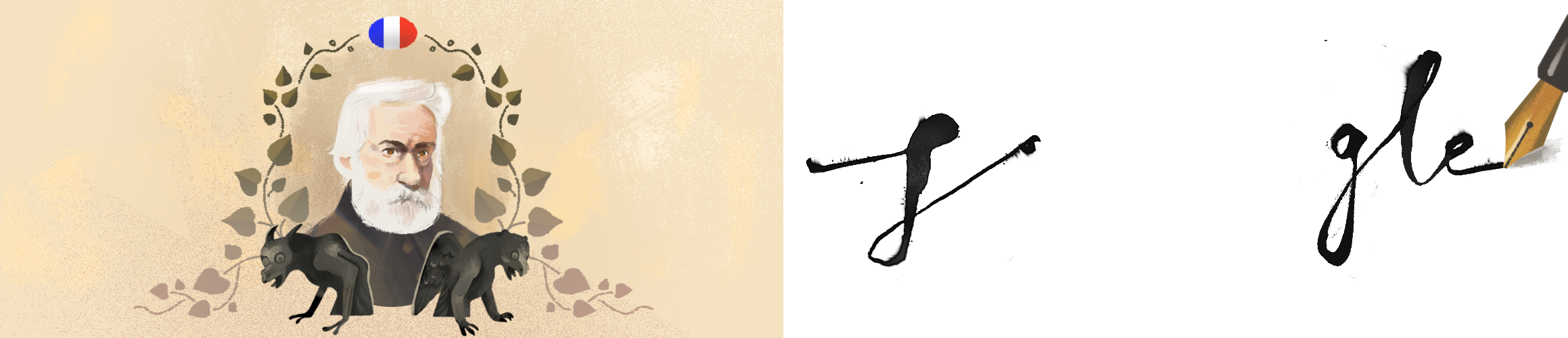 Victor Hugo Google Doodle Clipart (2318x500), Png Download