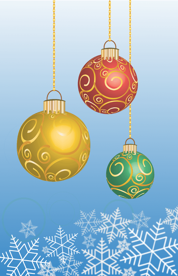 Christmas Balls Card Vector - Islamic New Year 2017 Greetings Clipart (600x928), Png Download