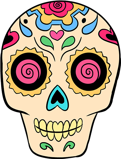 Sugar Skull Drawings - Dia De Los Muertos Skull Drawing Clipart (678x600), Png Download