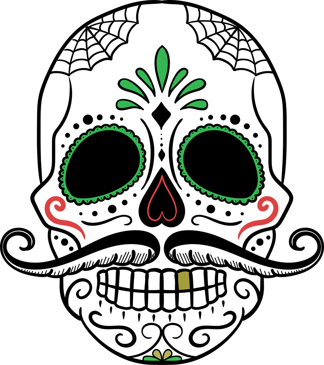 Sugar Skull Painting - Dead Of The Dead Skull Clipart (1135x1280), Png Download