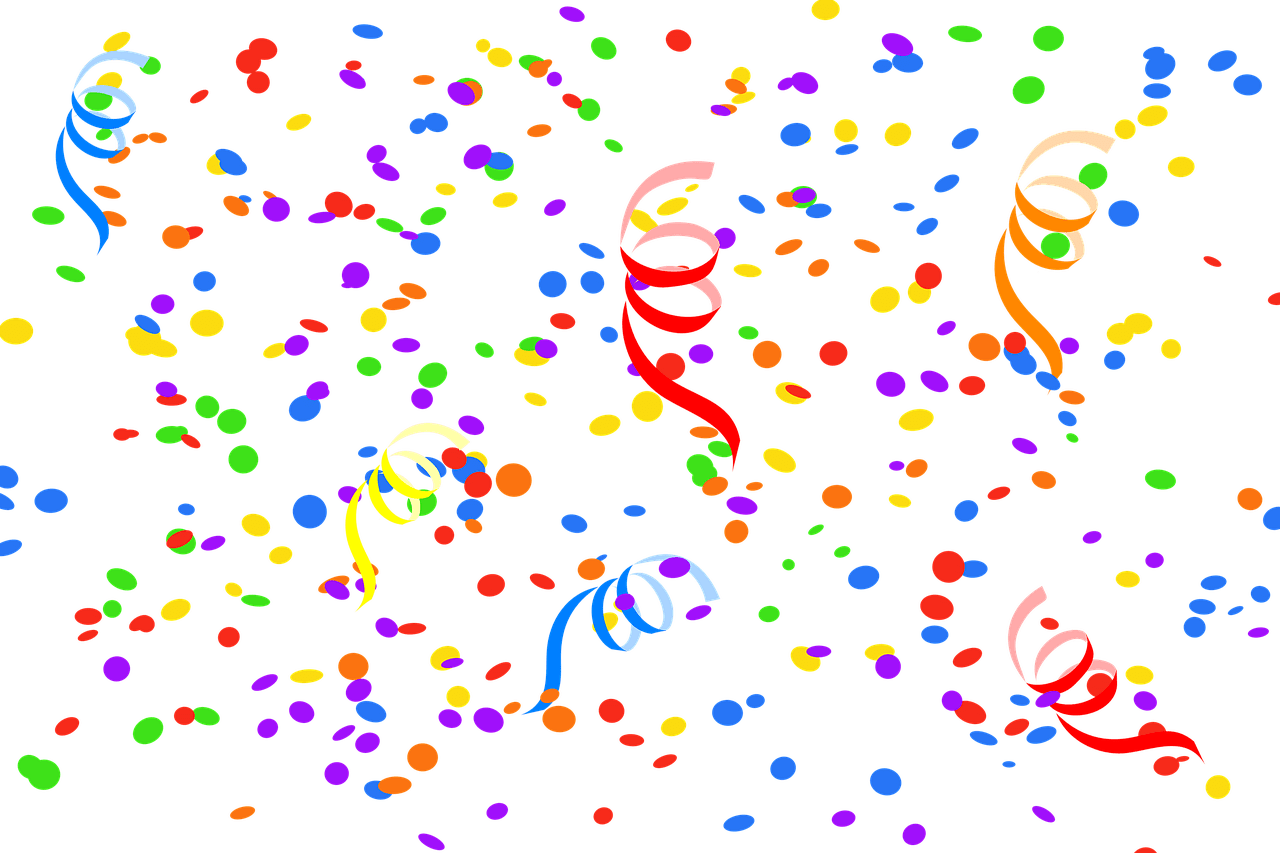 Confetti - Calligraphy Colorful Happy Birthday Clipart (1280x853), Png Download