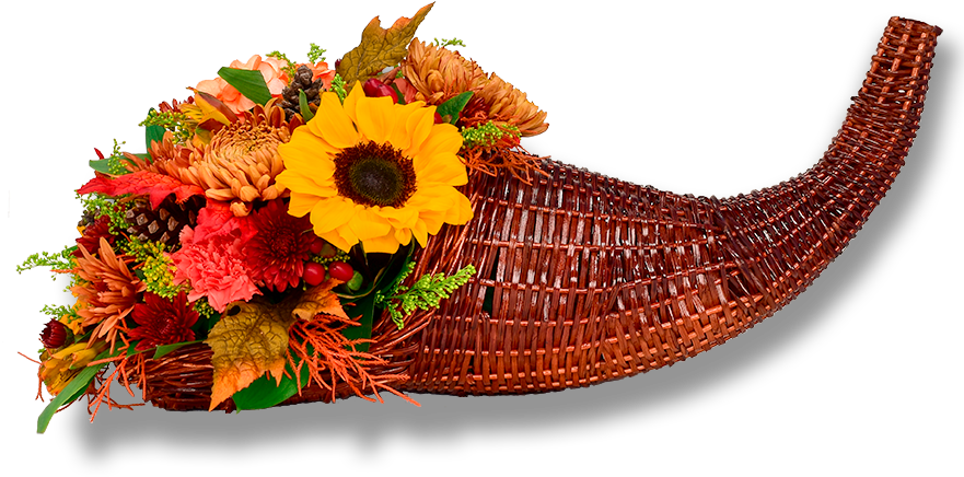 Horn O' Plenty Floral Cornucopia - Bouquet Clipart (900x900), Png Download