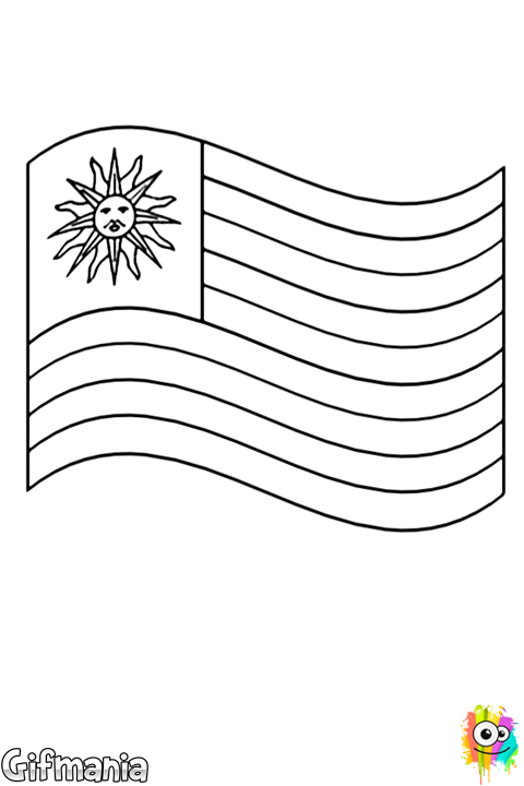 Discover The Flag Of Uruguay With This Coloring Page - Dibujo De La Bandera De Uruguay Clipart (480x720), Png Download