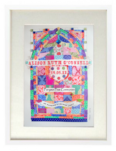 Girls First Communion Framed - Patchwork Clipart (750x500), Png Download