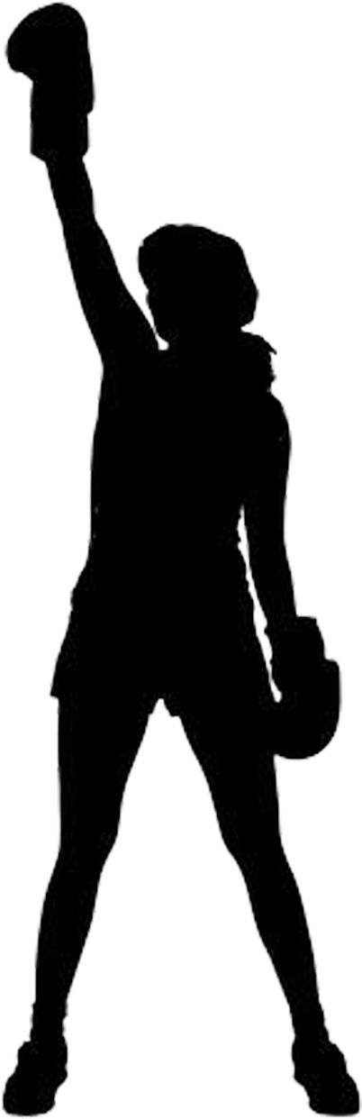 Boxing Women Empowerment - Silhouette Clipart (402x1242), Png Download